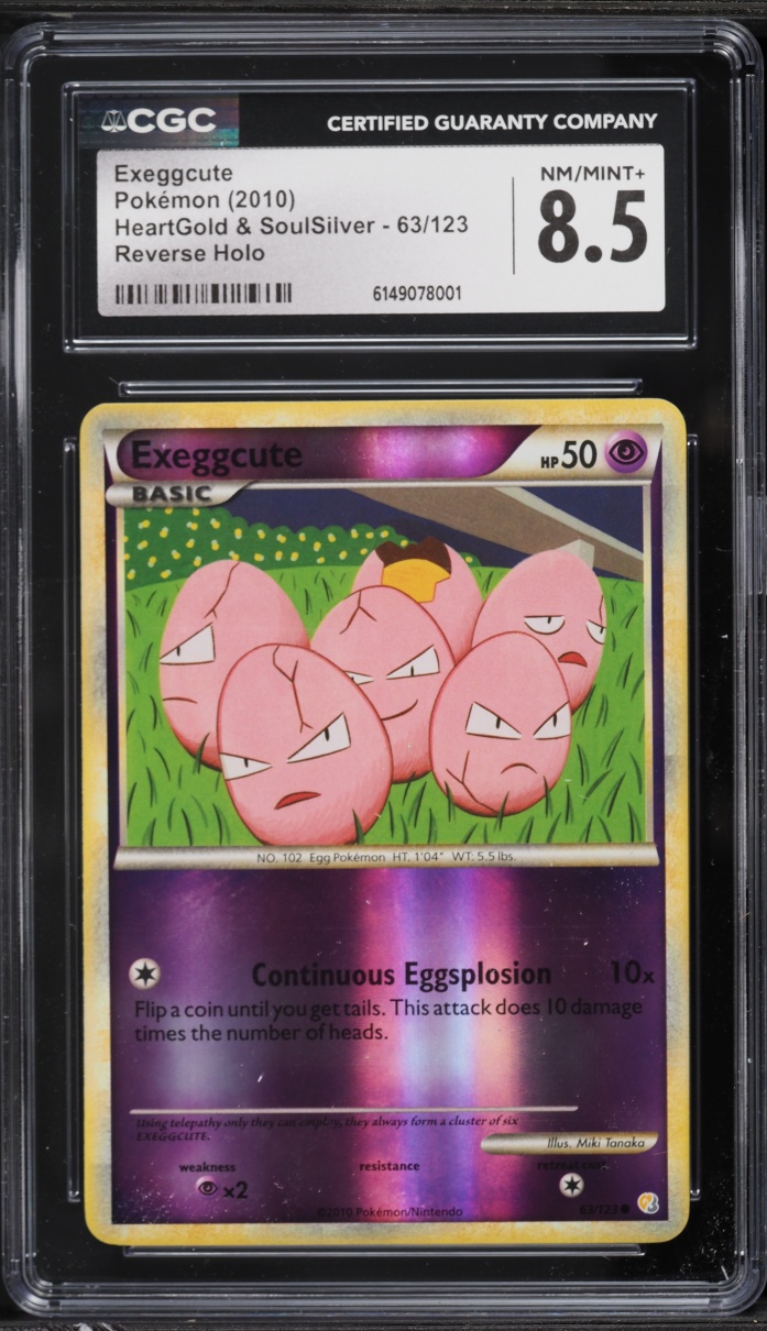 2010 Pokemon HeartGold & SoulSilver Reverse Holo Exeggcute #63 CGC 8.5 NM-MT+