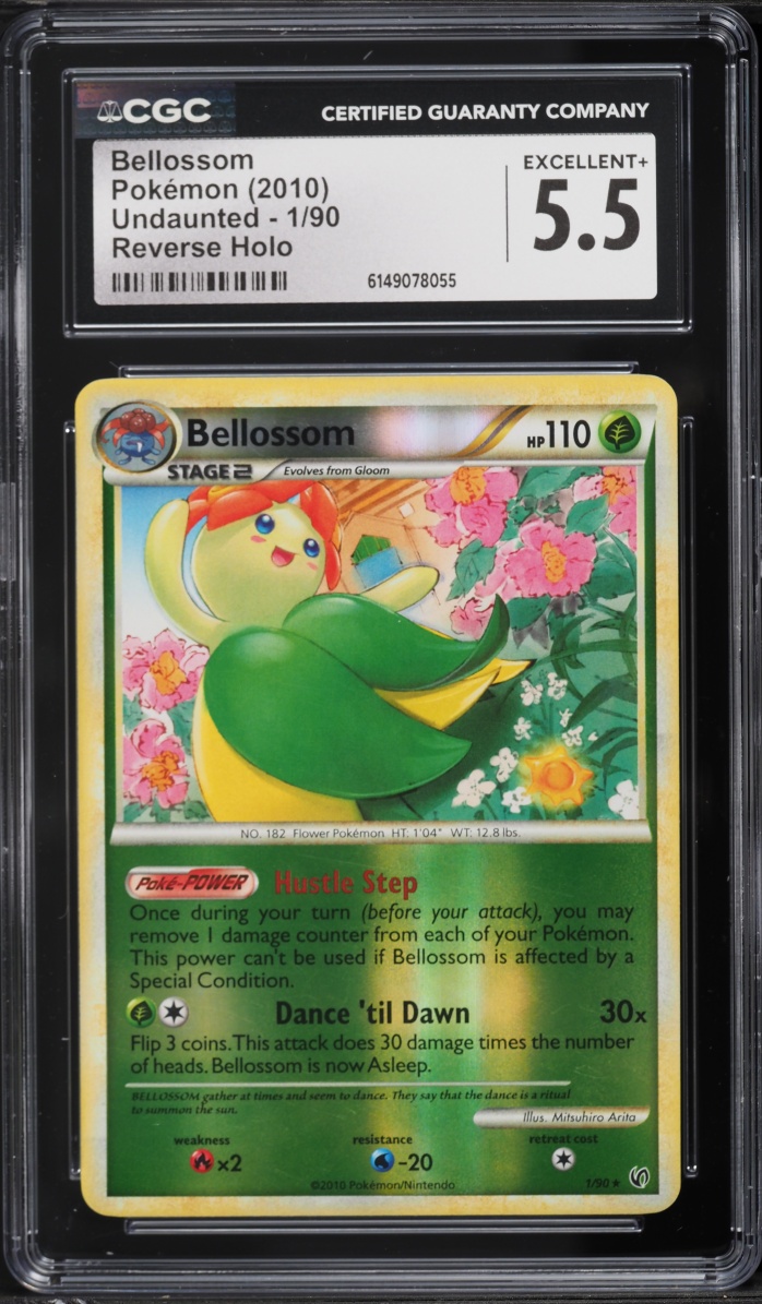 2010 Pokemon HeartGold & SoulSilver Undaunted Reverse Holo Bellossom #1 CGC 5.5 EX+