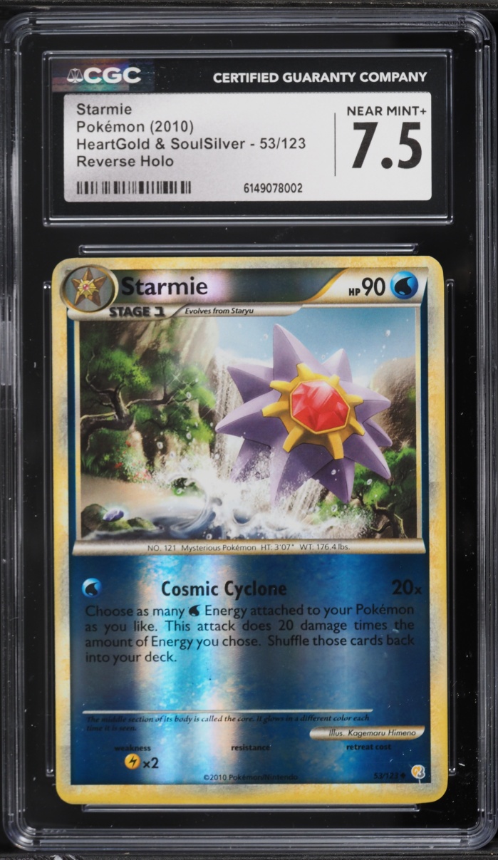 2010 Pokemon HeartGold & SoulSilver Reverse Holo Starmie #53 CGC 7.5 NRMT+