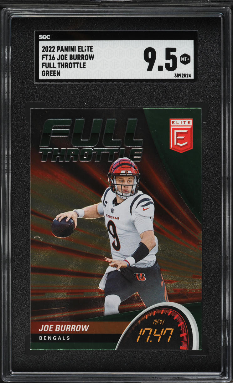 2022 Donruss Elite Full Throttle Green Joe Burrow #FT16 SGC 9.5 MINT+