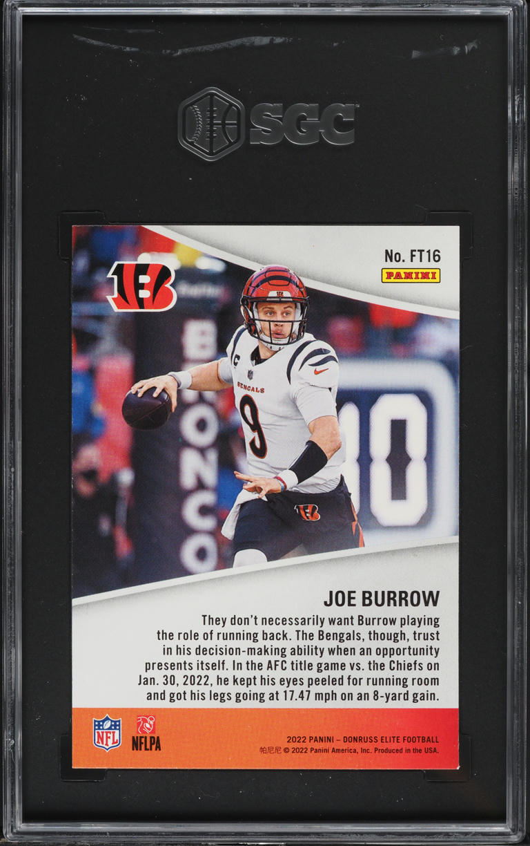2022 Donruss Elite Full Throttle Green Joe Burrow #FT16 SGC 9.5 MINT+