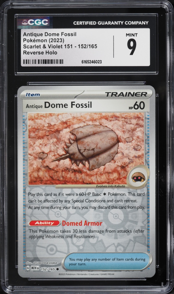 2023 Pokemon Scarlet & Violet 151 Reverse Holo Antique Dome Fossil #152 CGC 9 MINT