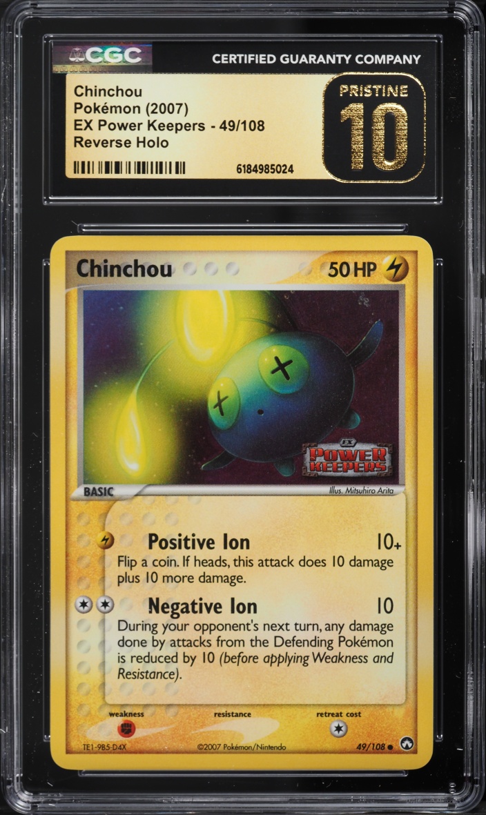2007 Pokemon EX Power Keepers Reverse Holo Chinchou #49 CGC 10 PRISTINE