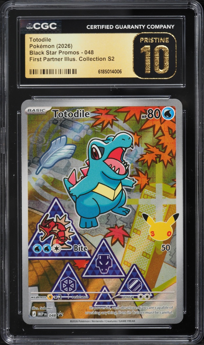2026 Pokemon Mega Promo First Partner Illustration Collection S2 Totodile #048 CGC 10 PRISTINE