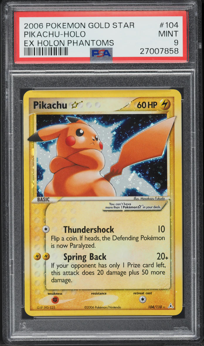 2006 Pokemon EX Holon Phantoms Holo Pikachu Gold Star #104 PSA 9 MINT