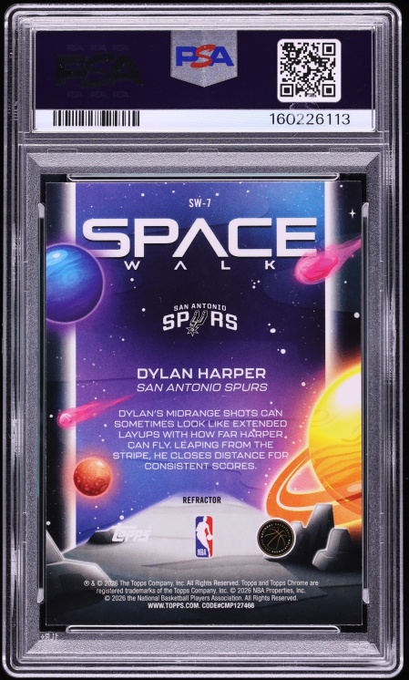 2025 Topps Chrome Cosmic Space Walk Refractor Dylan Harper ROOKIE #7 PSA 10 GEM MINT