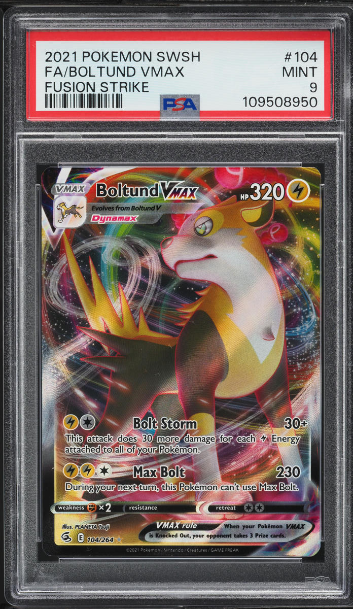 2021 Pokemon Sword & Shield Fusion Strike FA Boltund Vmax #104 PSA 9 MINT