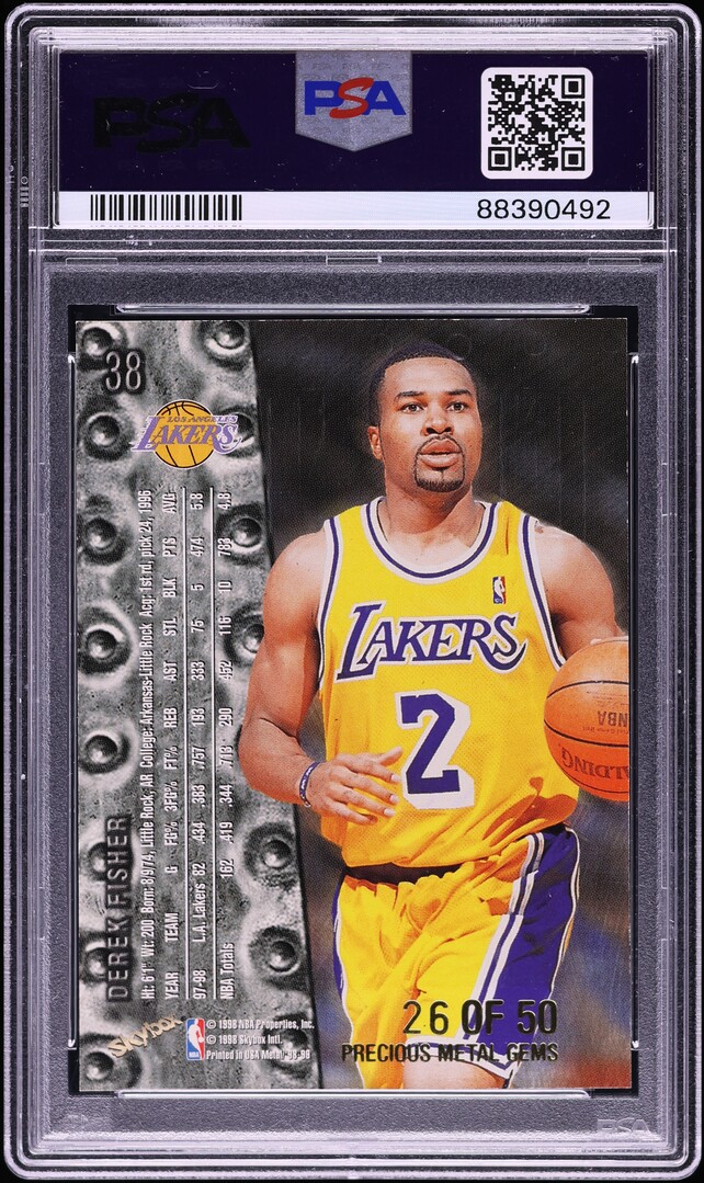1998 Metal Universe Precious Metal Gems PMG Derek Fisher /50 #38 PSA 8 NM-MT