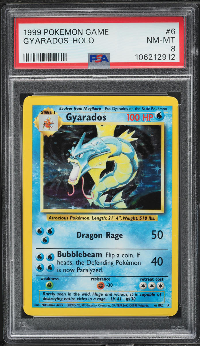 1999 Pokemon Base Set Holo Gyarados #6 PSA 8 NM-MT