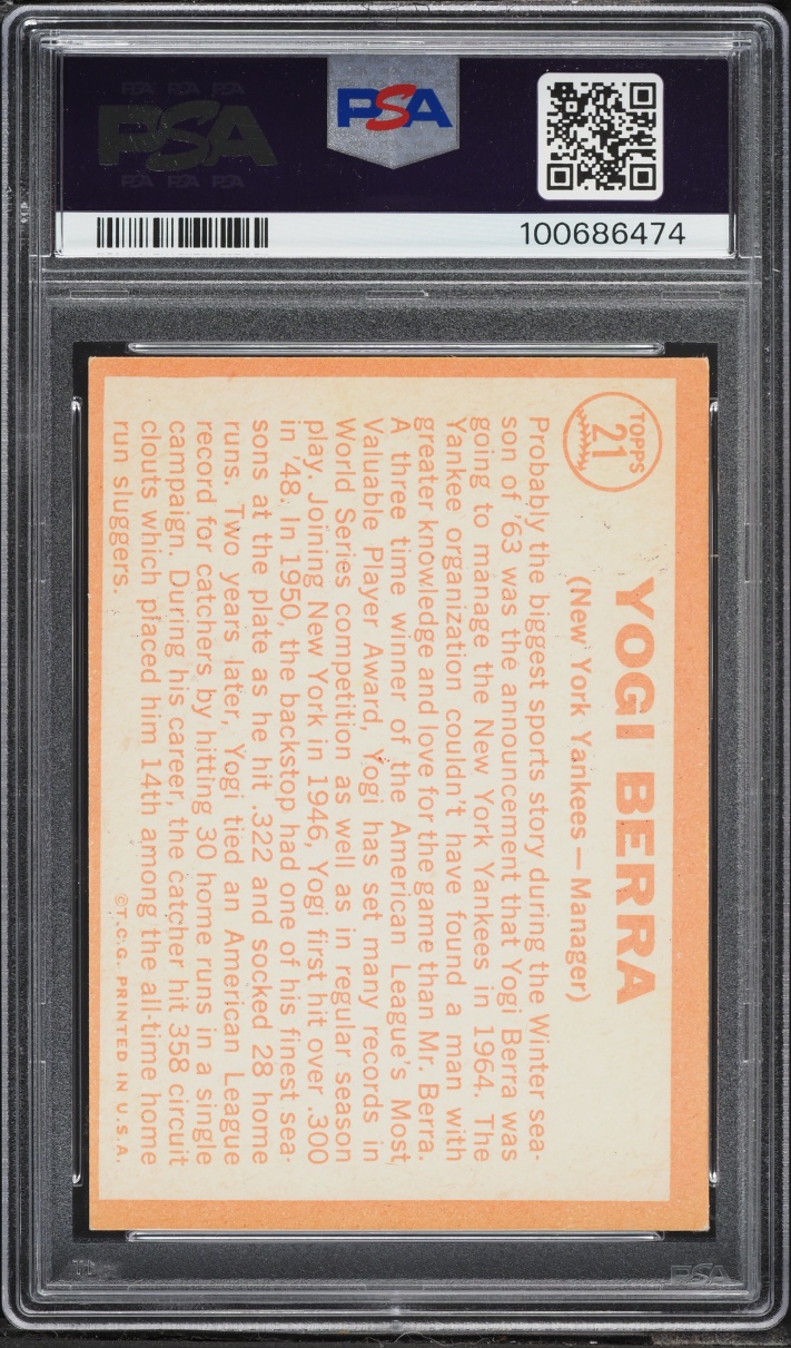 1964 Topps Yogi Berra #21 PSA 5 EX