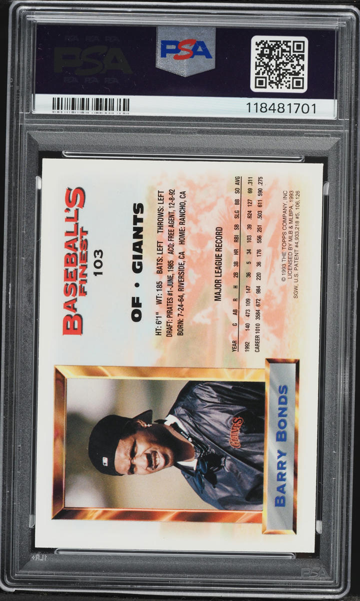 1993 Finest Barry Bonds #103 PSA 8 NM-MT