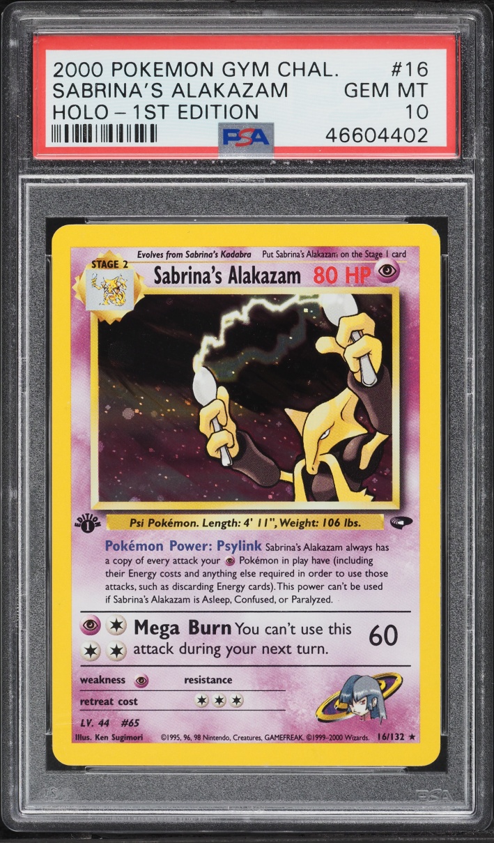 2000 Pokemon Gym Challenge 1st Edition Holo Sabrina's Alakazam #16 PSA 10 GEM MINT