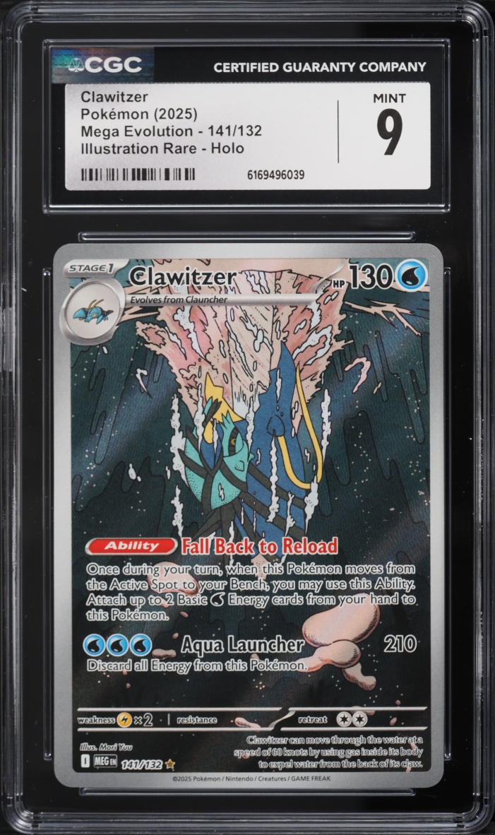 2025 Pokemon Mega Evolution IR Clawitzer #141 CGC 9 MINT
