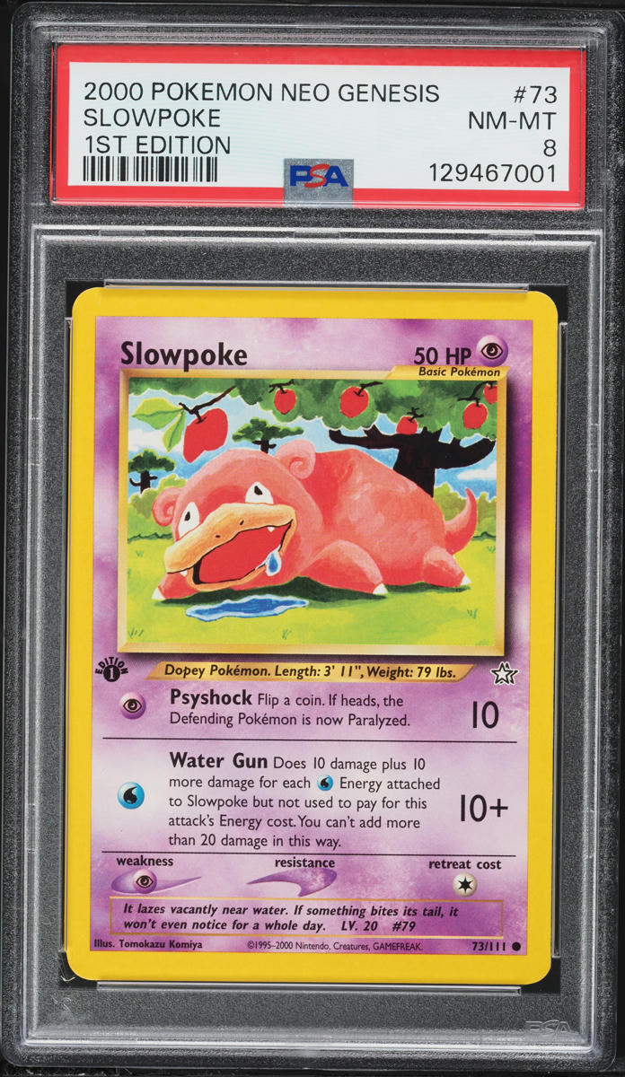2000 Pokemon Neo Genesis 1st Edition Slowpoke #73 PSA 8 NM-MT
