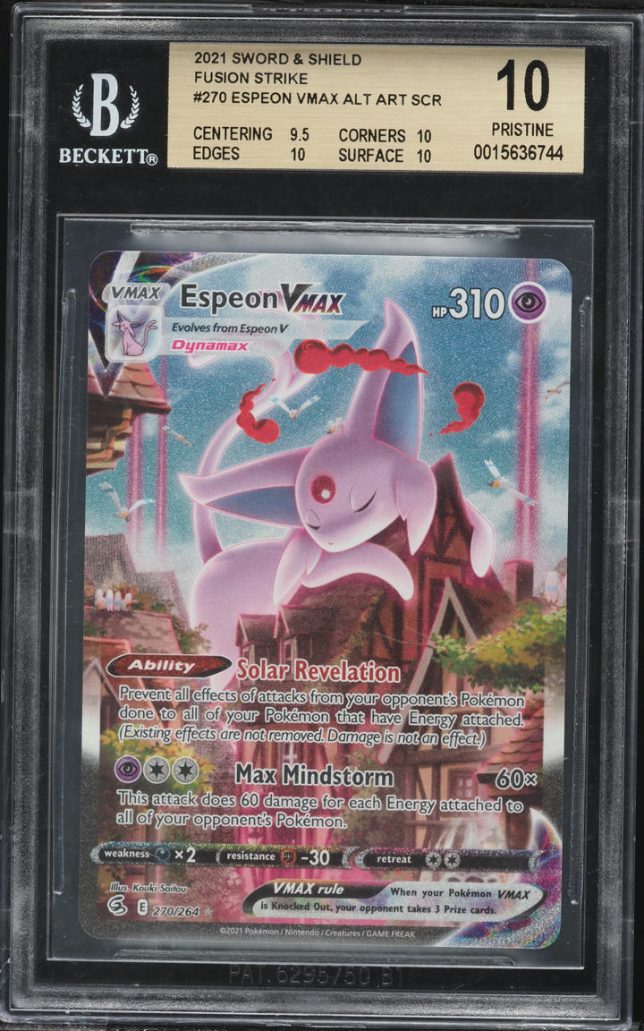2021 Pokemon Sword & Shield Fusion Strike Alt Art Espeon VMAX BGS 10 PRISTINE