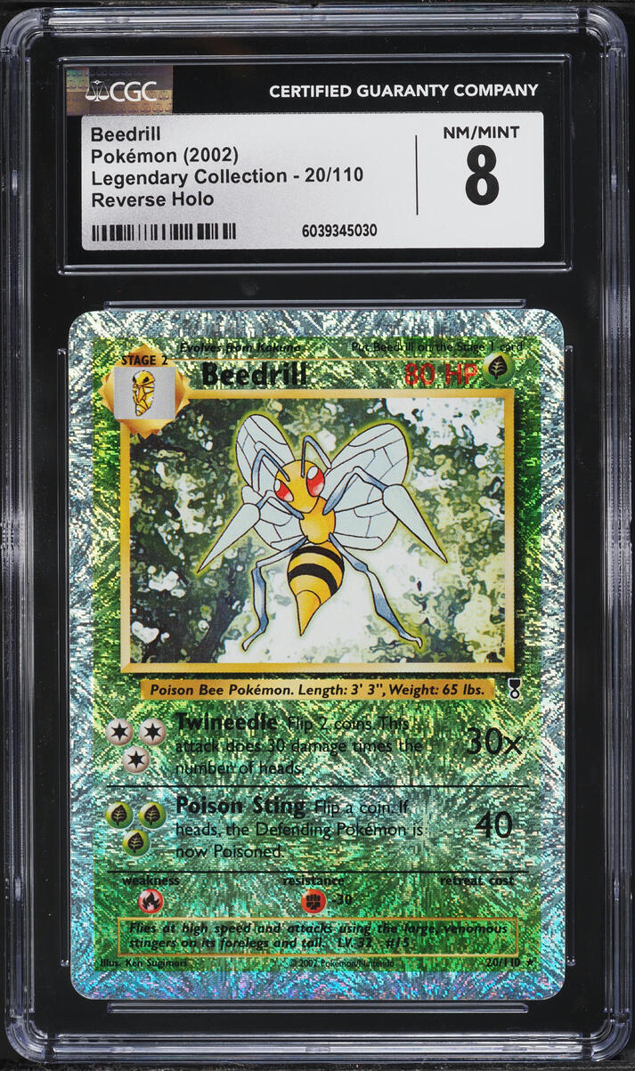 2002 Pokemon Legendary Collection Reverse Holo Beedrill #20 CGC 8 NM-MT