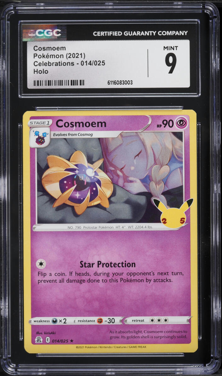 2021 Pokemon Sword & Shield Celebrations Holo Cosmoem #14 CGC 9 MINT