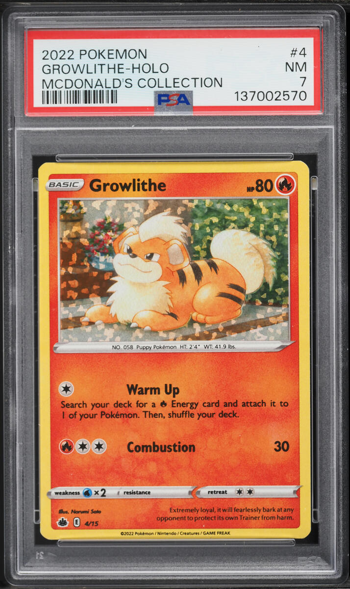 2022 Pokemon Sword & Shield McDonald's Collection Holo Growlithe #4 PSA 7 NRMT