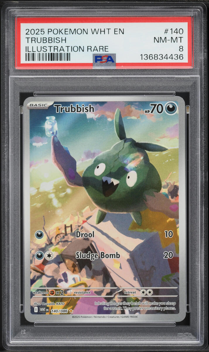 2025 Pokemon Scarlet & Violet White Flare IR Trubbish #140 PSA 8 NM-MT