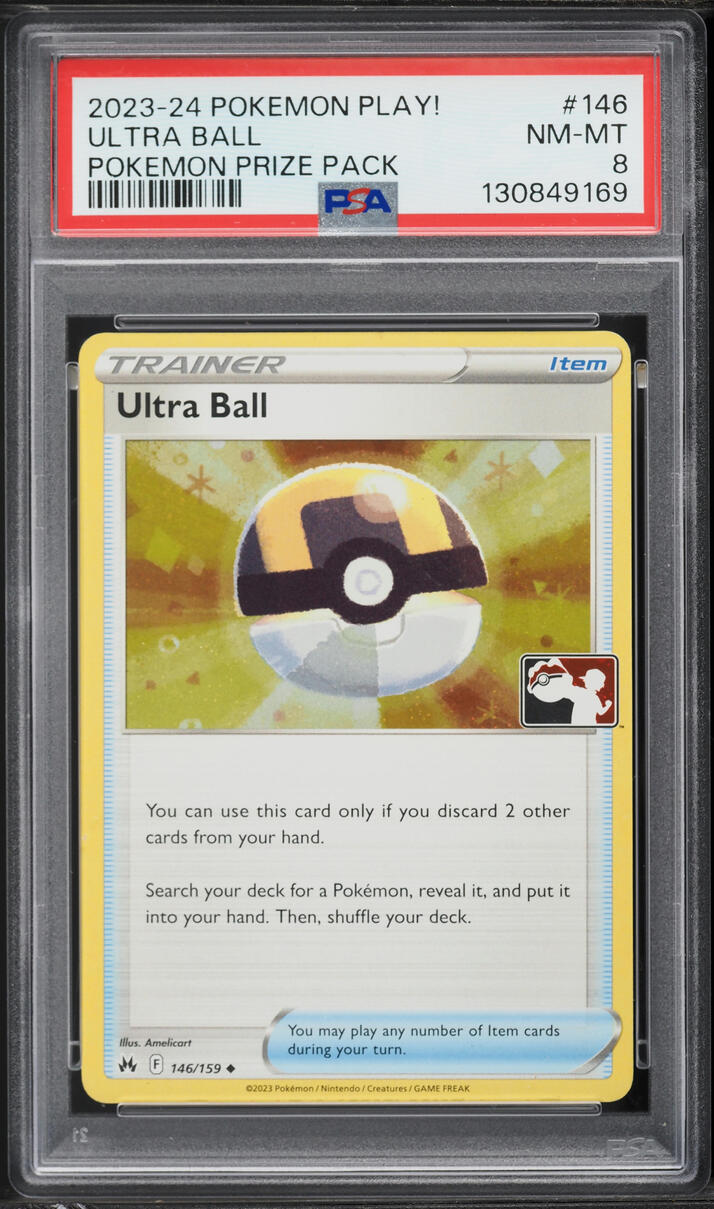 2023 Pokemon Scarlet & Violet Play! Pokemon Prize Pack Ultra Ball #146 PSA 8 NM-MT