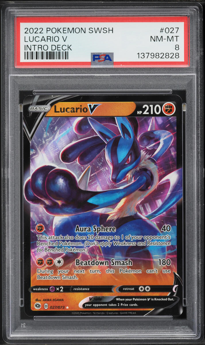 2022 Pokemon Sword & Shield Intro Deck Alt Art Lucario V #027 PSA 8 NM-MT