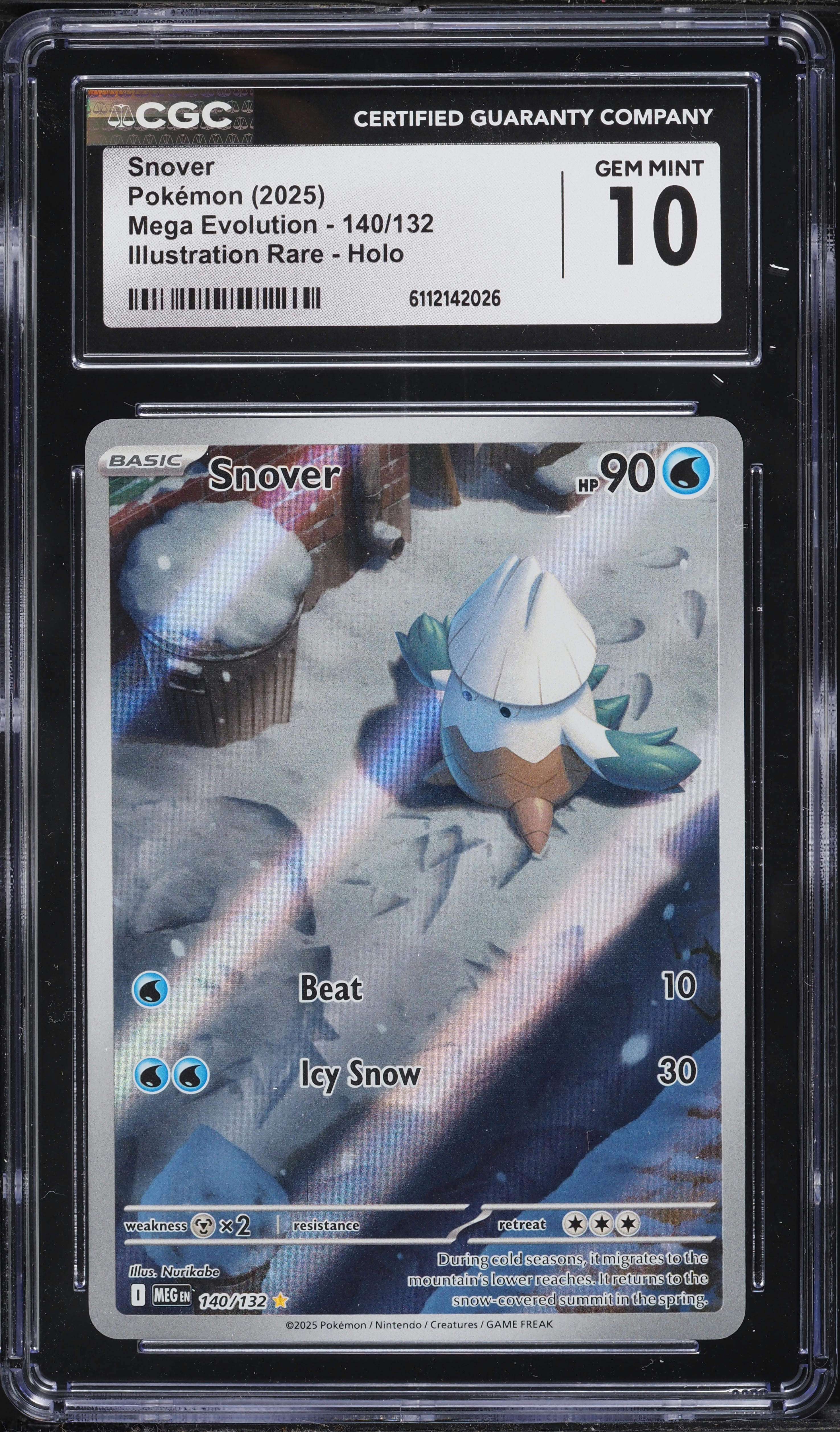 2025 Pokemon Mega Evolution IR Snover #140 CGC 10 GEM MINT