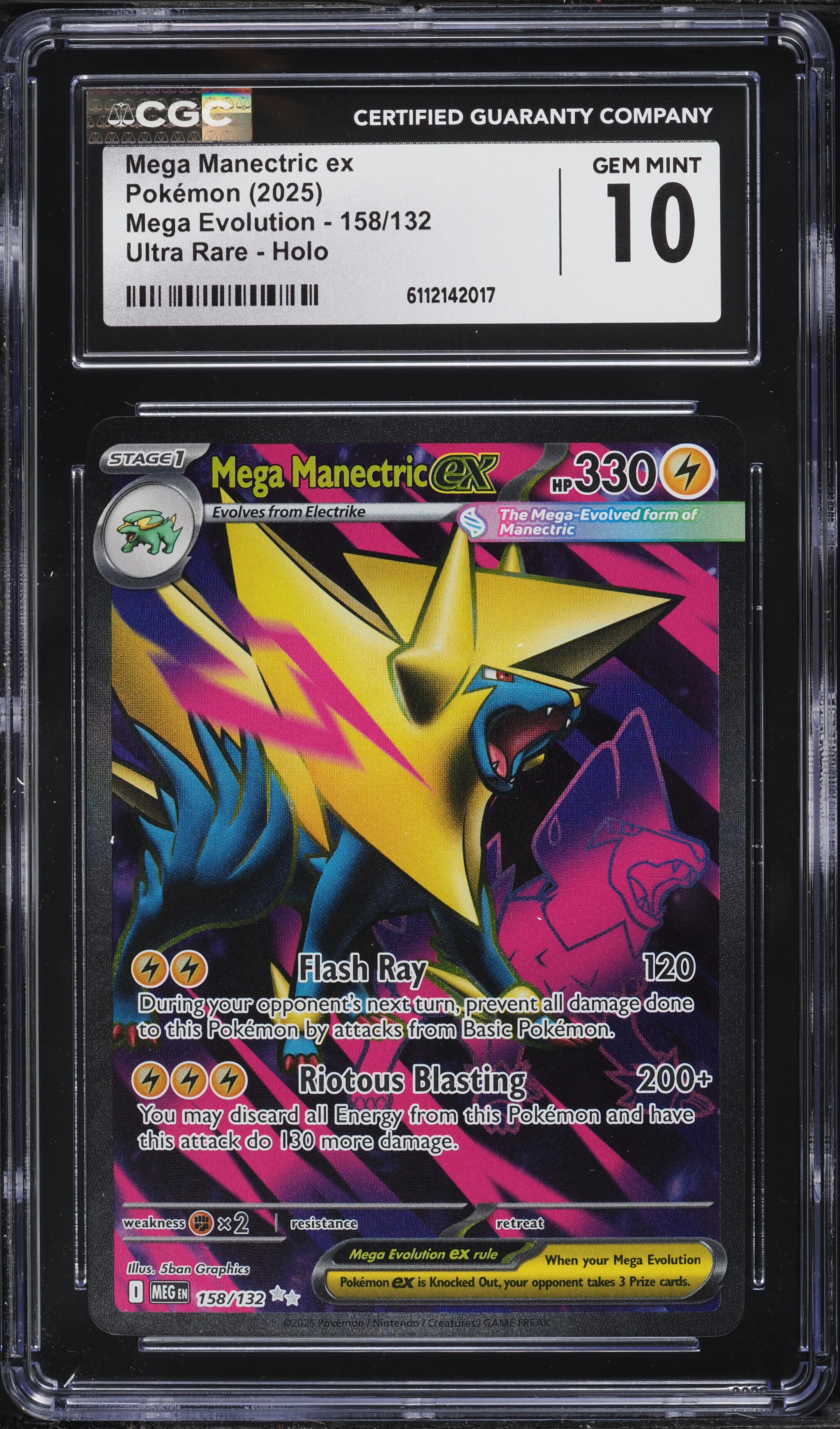 2025 Pokemon Mega Evolution Full Art Mega Manectric EX #158 CGC 10 GEM MINT