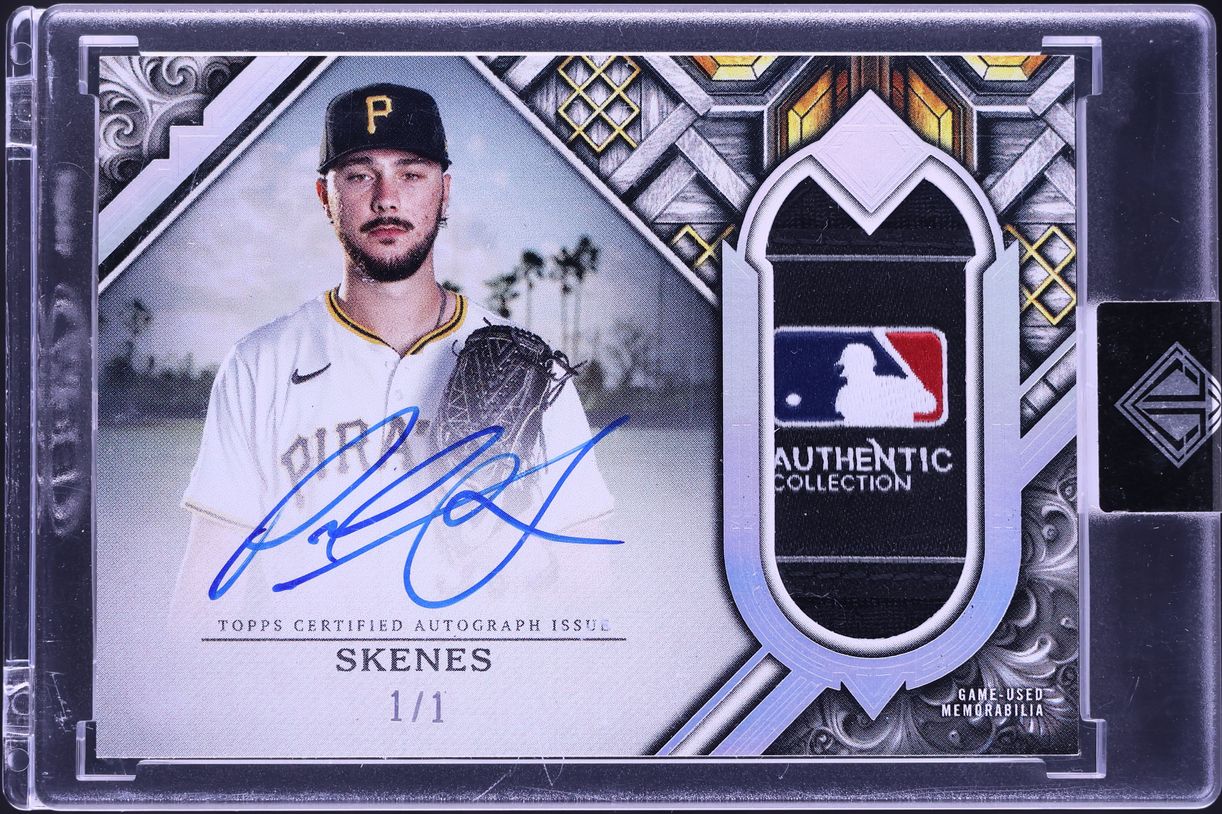 2025 Topps Transcendent Collection Platinum Paul Skenes LAUNDRY TAG PATCH AUTO 1/1 #TCAR-PS