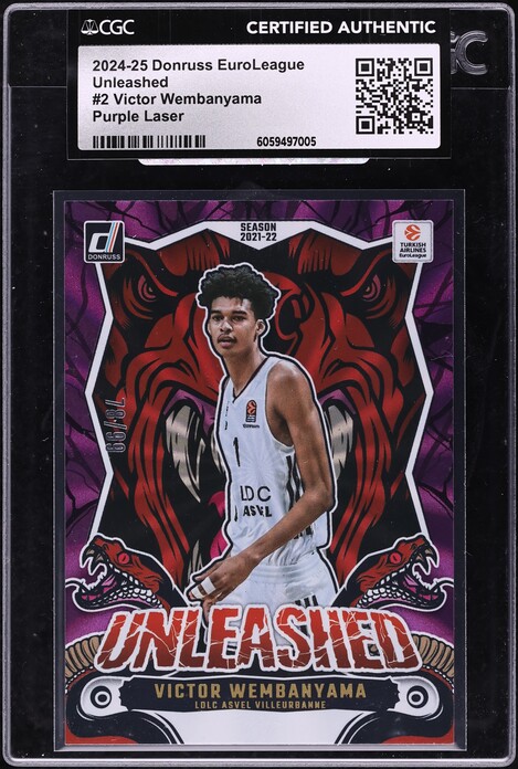 2024 Donruss EuroLeague Unleashed Purple Laser Victor Wembanyama /99 #2 CGC AUTH