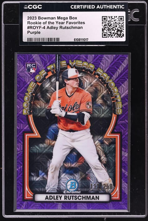 thumbnail image 2 of Adley Rutschman 2021 Bowman Chrome Refractor Rookie Card – #91B-AR (Baltimore Orioles) SSP 2 of 6