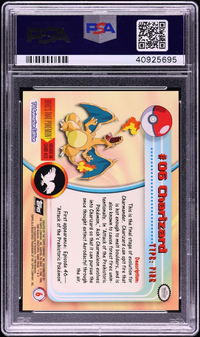 1999 Topps Pokemon TV Rainbow Foil Charizard #6 PSA 10 GEM MINT