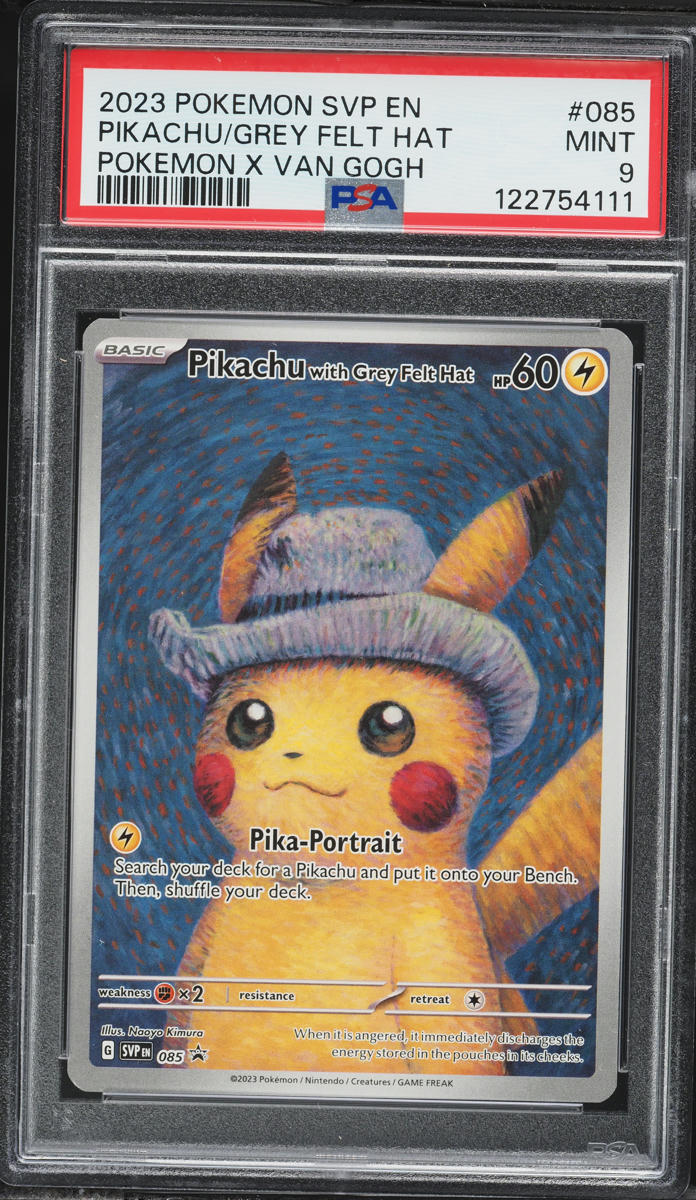 2023 Pokemon Scarlet & Violet Promo Van Gogh Pikachu With Grey Felt Hat #85 PSA 9 MINT