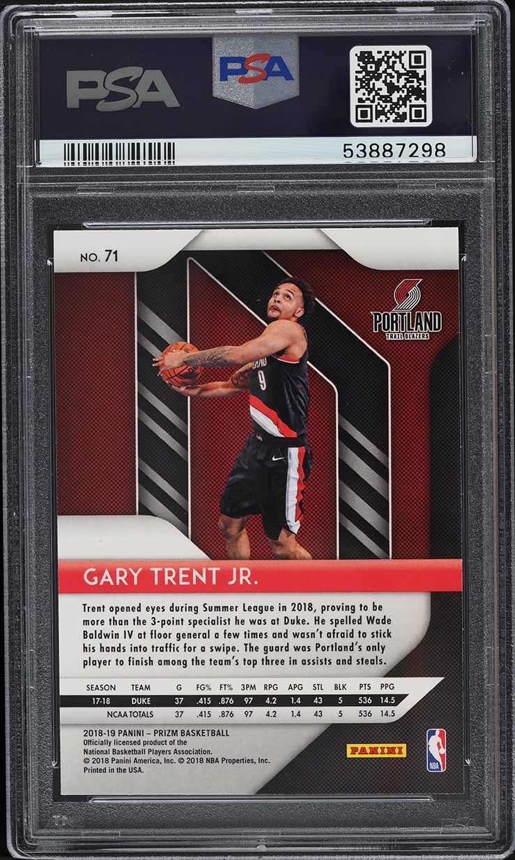 2018 Panini Prizm Gary Trent Jr. ROOKIE #71 PSA 10 GEM MINT