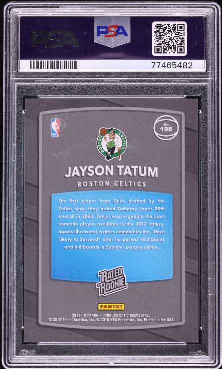 2017 Donruss Optic Shock Jayson Tatum ROOKIE #198 PSA 9 MINT