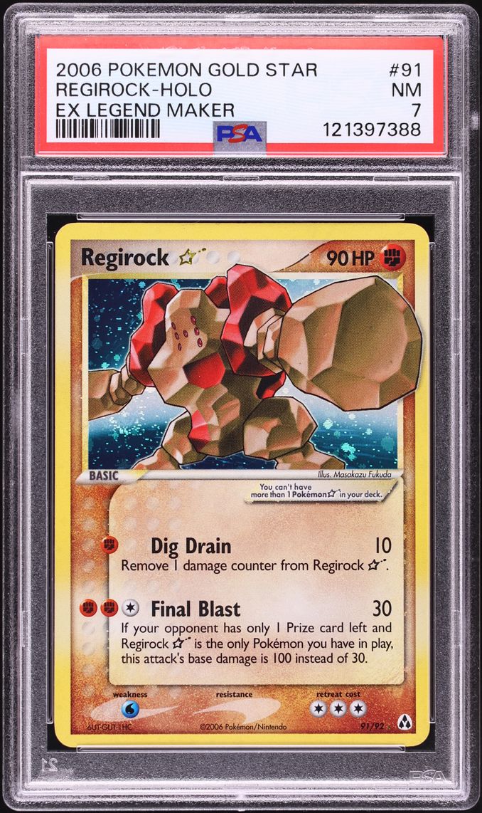 2006 Pokemon EX Legend Maker Holo Regirock Gold Star #91 PSA 7 NRMT