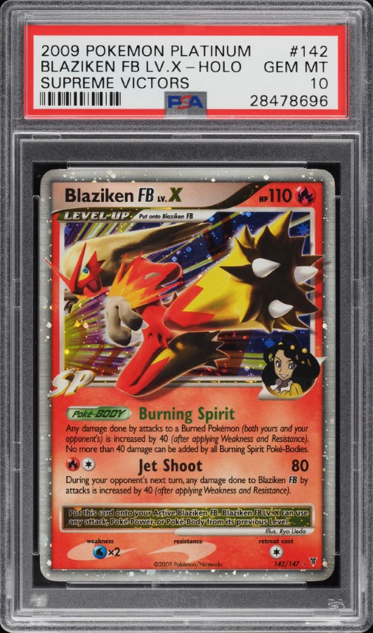 2009 Pokemon Platinum Supreme Victors Holo Blaziken FB LV.X #142 PSA 10 GEM MINT