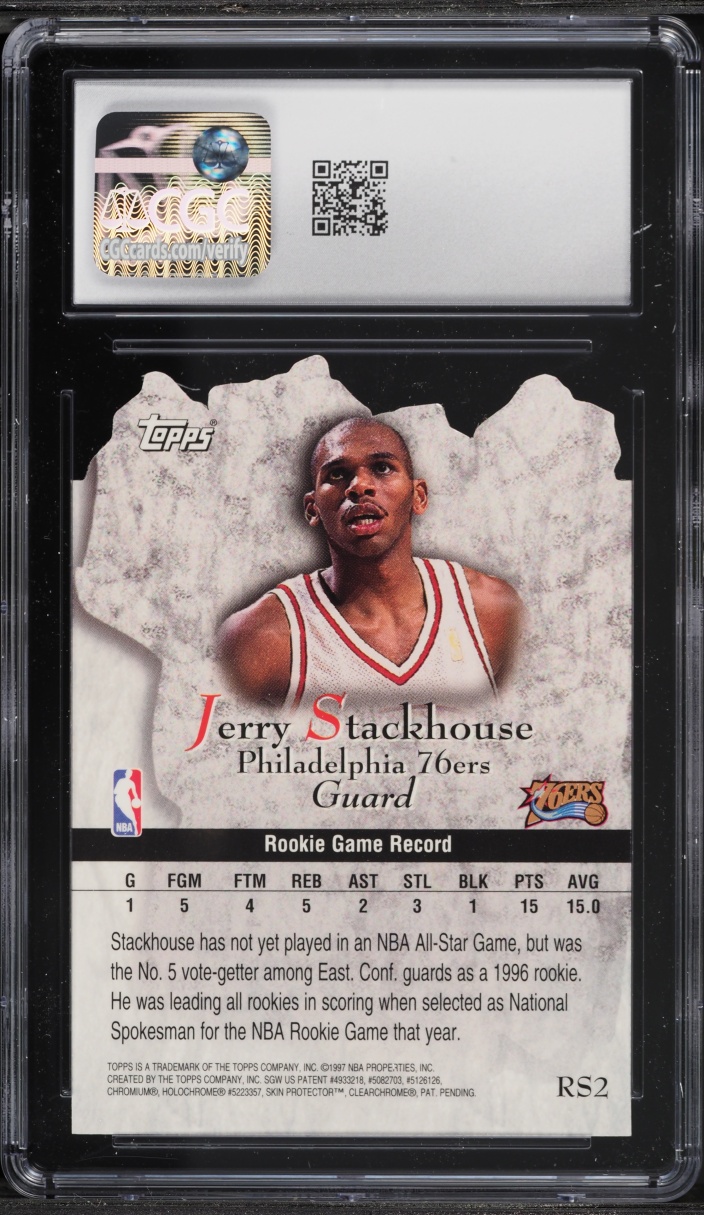1997 Topps Rock Stars Daie-Cut Jerry Stackhouse #RS2 CGC 9 MINT