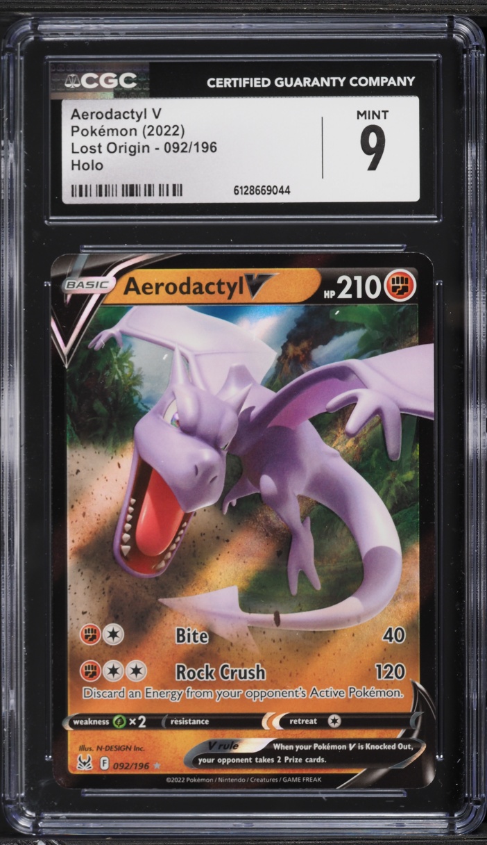 2022 Pokemon Sword & Shield Lost Origin Holo Aerodactyl V #92 CGC 9 MINT