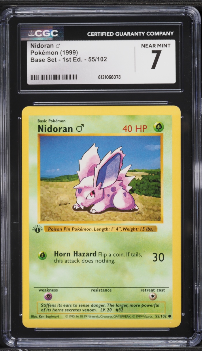 1999 Pokemon Base Set Shadowless 1st Edition Nidoran #55 CGC 7 NRMT