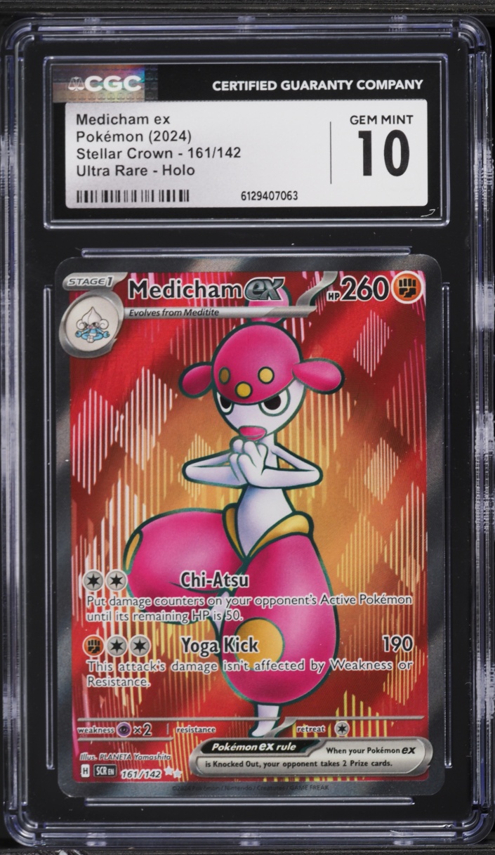 2024 Pokemon Scarlet & Violet Stellar Crown Full Art Medicham ex #161 CGC 10 GEM MINT