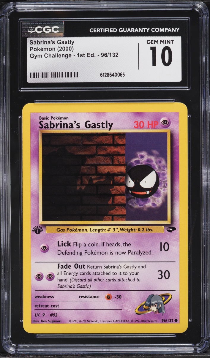 2000 Pokemon Gym Challenge 1st Edition Sabrina's Gastly #96 CGC 10 GEM MINT