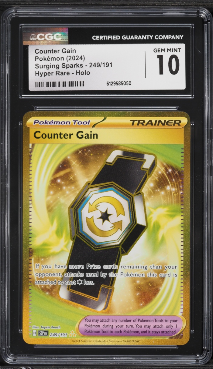 2024 Pokemon Scarlet & Violet Surging Sparks Gold Rare Counter Gain #249 CGC 10 GEM MINT