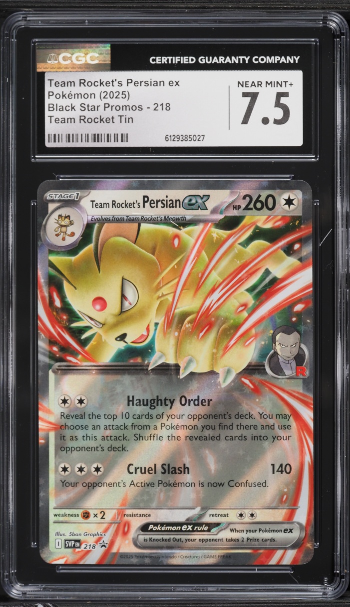 2025 Pokemon Scarlet & Violet Black Star Promo Holo Team Rocket's Persian EX #218 CGC 7.5 NRMT+
