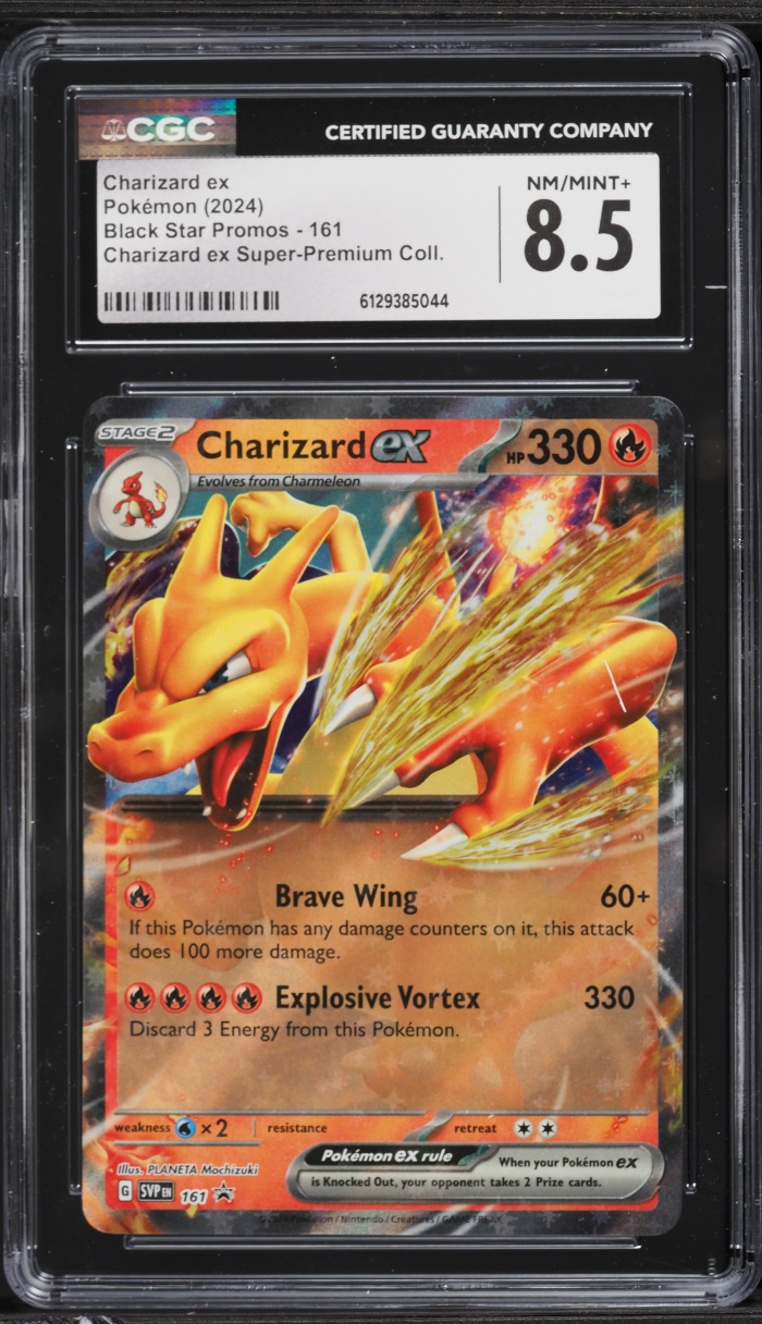 2024 Pokemon Scarlet & Violet Promo Super Premium Holo Charizard EX #161 CGC 8.5 NM-MT+