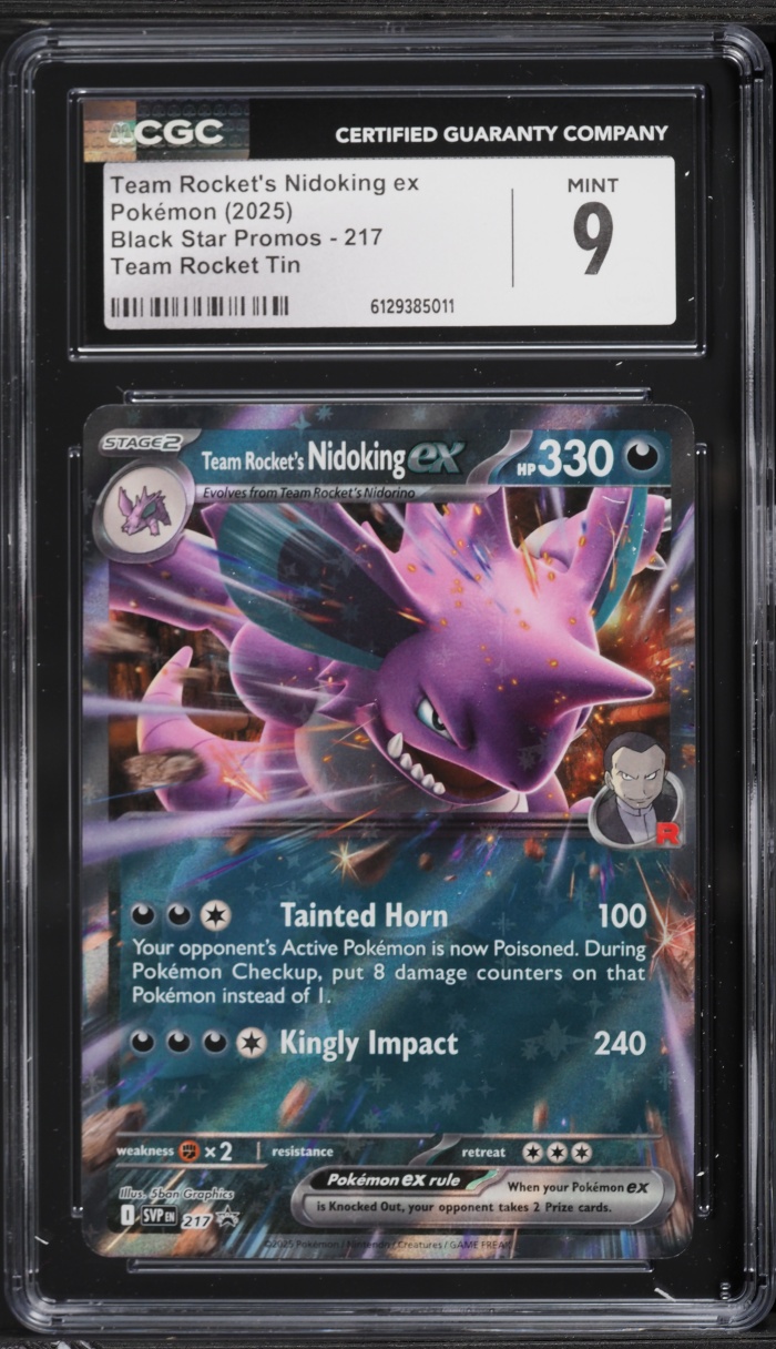 2025 Pokemon Scarlet & Violet Promo Team Rocket Tin Team Rocket's Nidoking EX #217 CGC 9 MINT