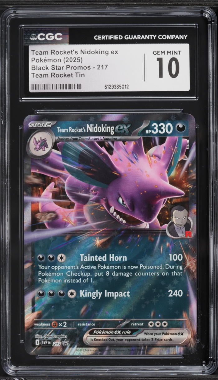 2025 Pokemon SV Promo Team Rocket Tin Team Rocket's Nidoking EX #217 CGC 10 GEM MINT