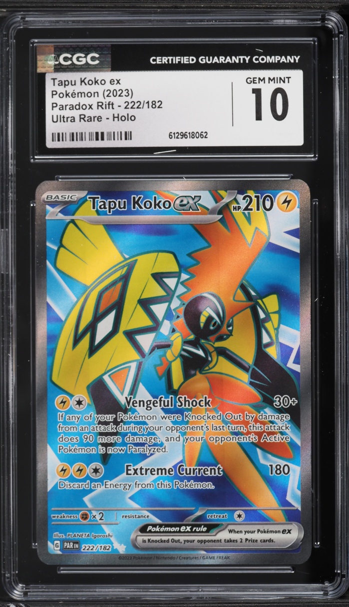 2023 Pokemon Scarlet & Violet Paradox Rift Full Art Tapu Koko EX #222 CGC 10 GEM MINT