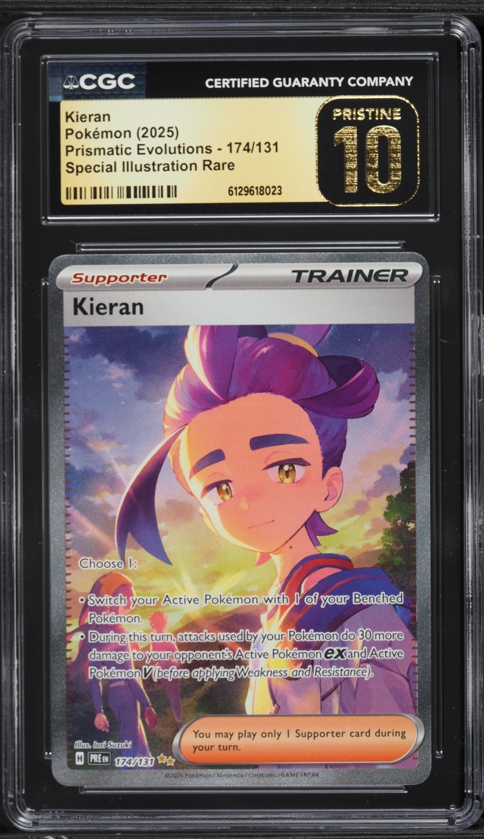 2025 Pokemon Scarlet & Violet Prismatic Evolutions SIR Kieran #174 CGC 10 PRISTINE