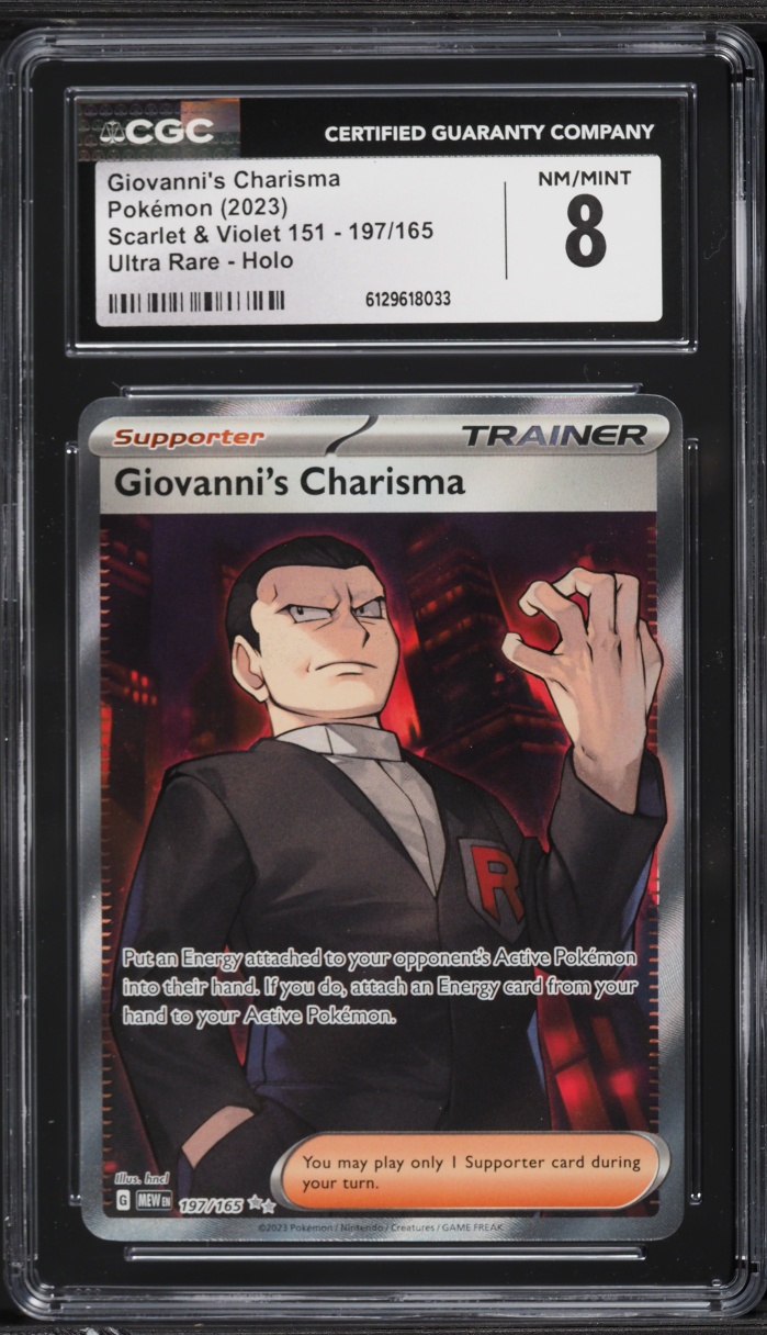 2023 Pokemon Scarlet & Violet 151 Full Art Giovanni's Charisma #197 CGC 8 NM-MT