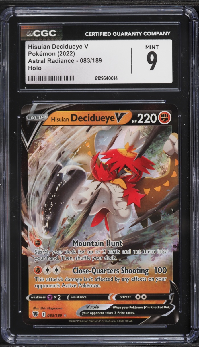 2022 Pokemon Sword & Shield Astral Radiance Holo Hisuian Decidueye V #83 CGC 9 MINT